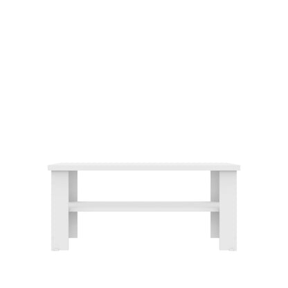 35" White Rectangular Coffee Table With Shelf