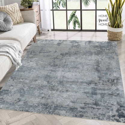 5' X 8' Blue Abstract Power Loom Area Rug