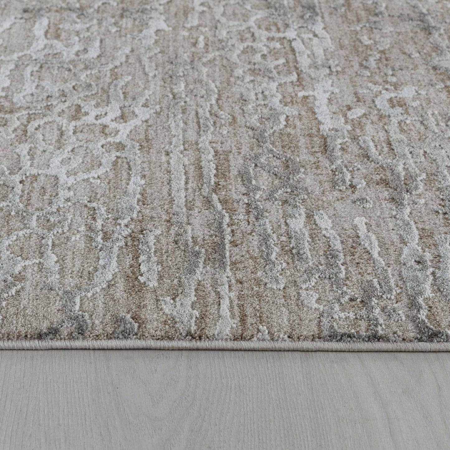 8' X 10' Beige Abstract Stain Resistant Area Rug