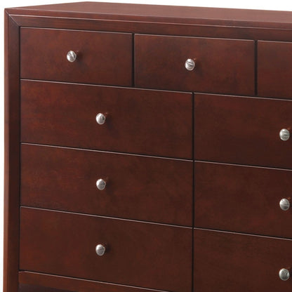 55" Brown Solid and Manufactured Wood Nine Drawer Triple Dresser