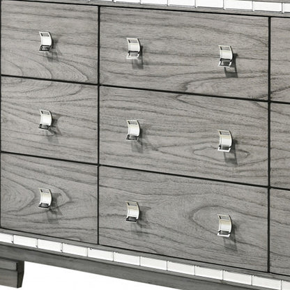 64" Light Gray Solid and Manufactured Wood Nine Drawer Triple Dresser