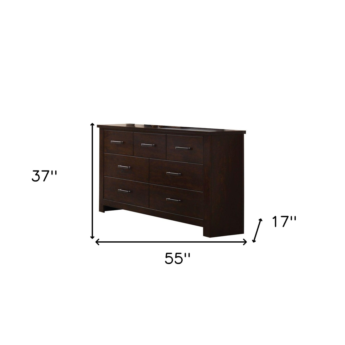 55" Mahogany Seven Drawer Double Dresser