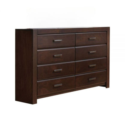 59" Brown Solid and Manufactured Wood Eight Drawer Double Dresser