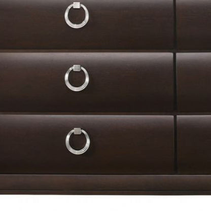 63" Merlot Solid and Manufactured Wood Six Drawer Double Dresser