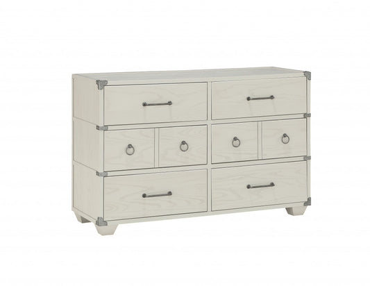 54" Gray Solid and Manufactured Wood Six Drawer Double Dresser