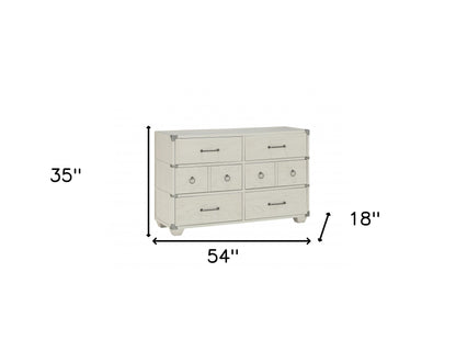 54" Gray Solid and Manufactured Wood Six Drawer Double Dresser