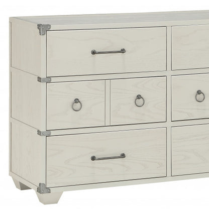 54" Gray Solid and Manufactured Wood Six Drawer Double Dresser