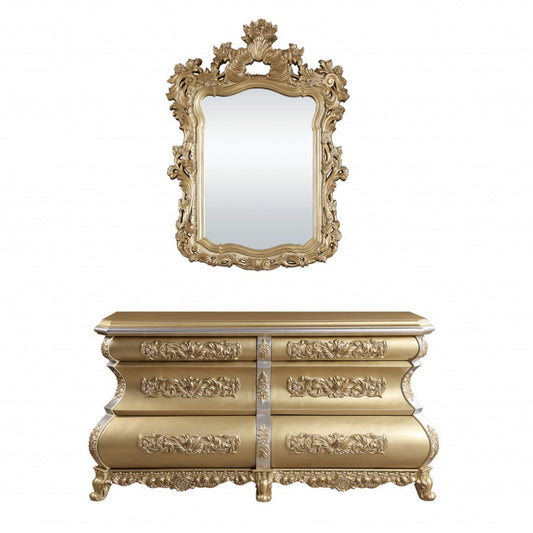 75" Gold Six Drawer Double Dresser