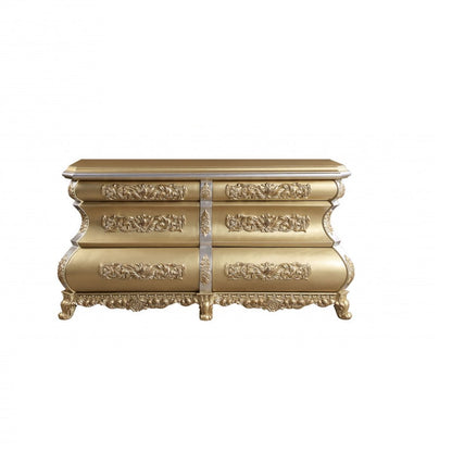 75" Gold Six Drawer Double Dresser