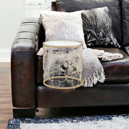 20" Gold And Clear Glass Round Nested Coffee Tables
