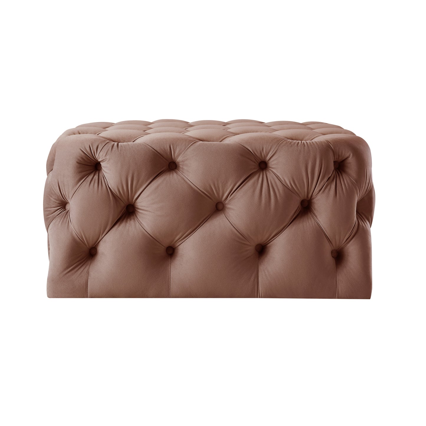 33" White Linen And Black Rolling Tufted Cocktail Ottoman