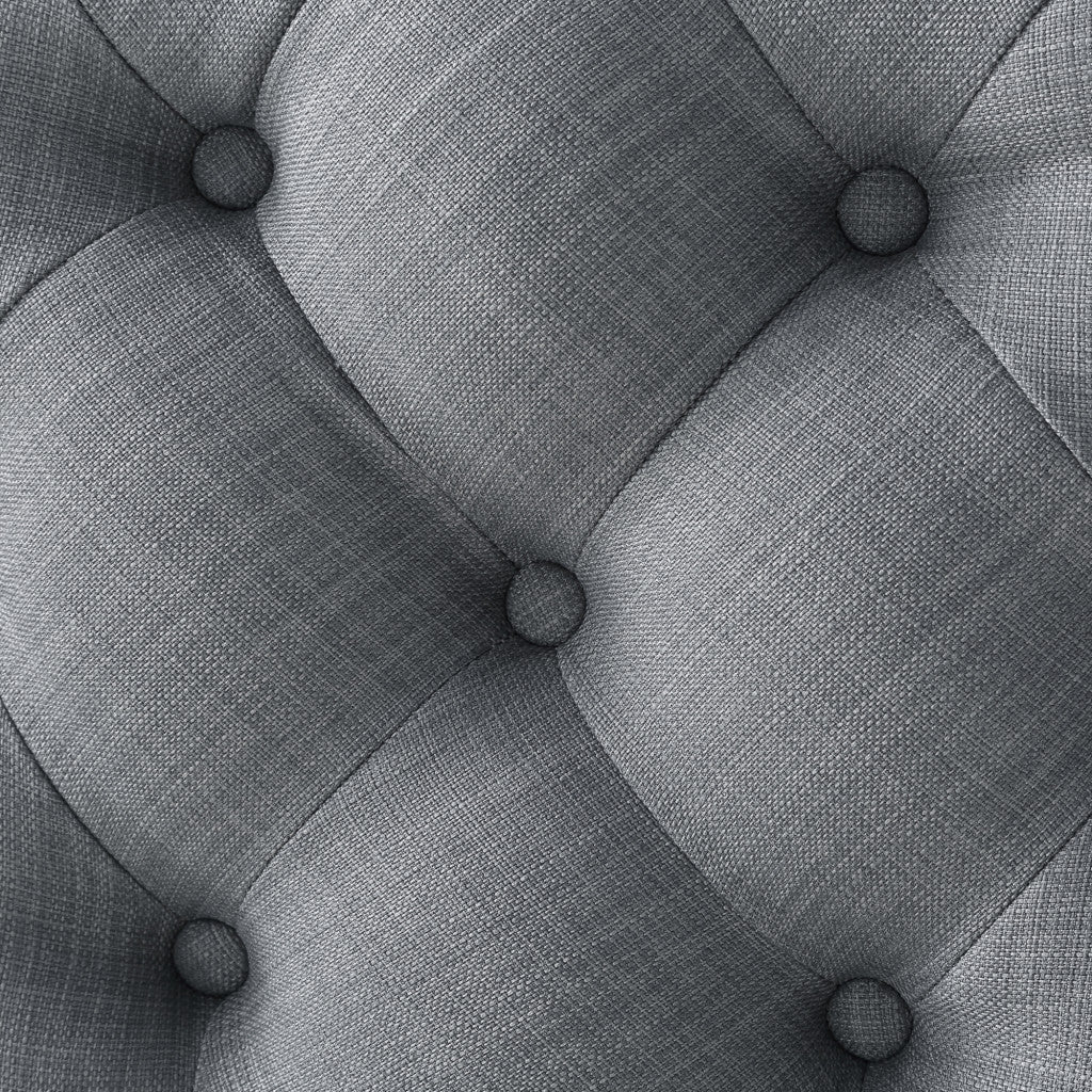 33" Blush Velvet And Black Rolling Tufted Round Cocktail Ottoman