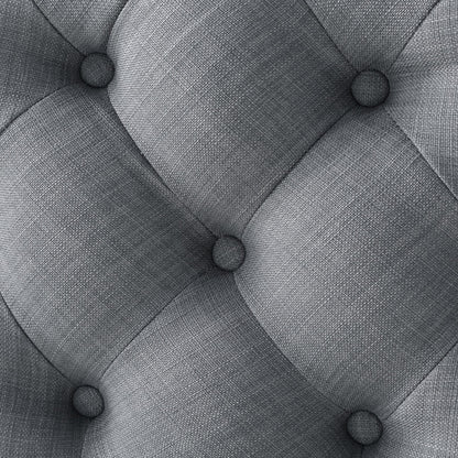 33" Blush Velvet And Black Rolling Tufted Round Cocktail Ottoman