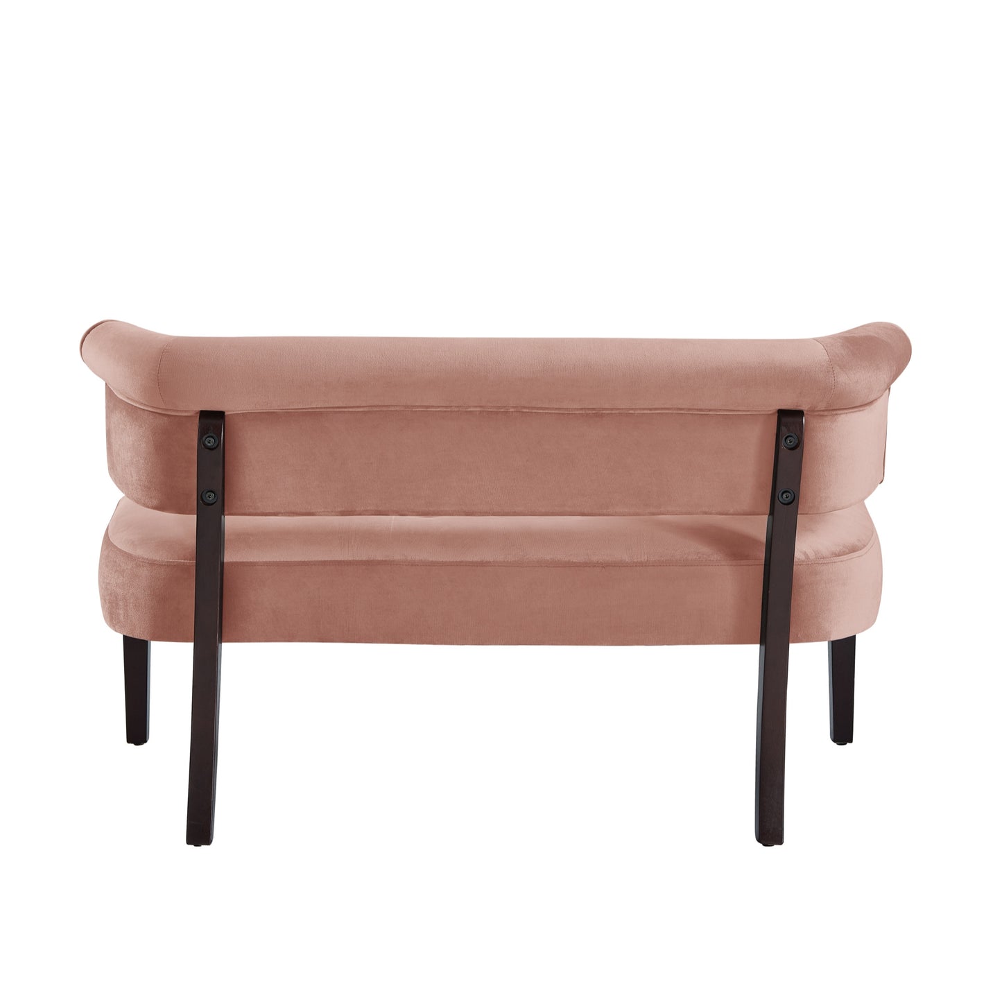 48" Blush And Brown Upholstered Velvet Bench