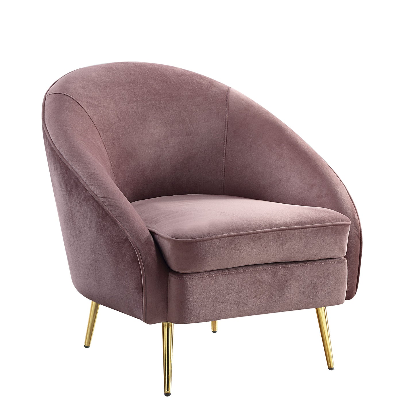 32" Pink Velvet And Gold Barrel Chair