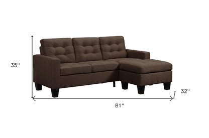 81" Brown Linen And Black Sofa