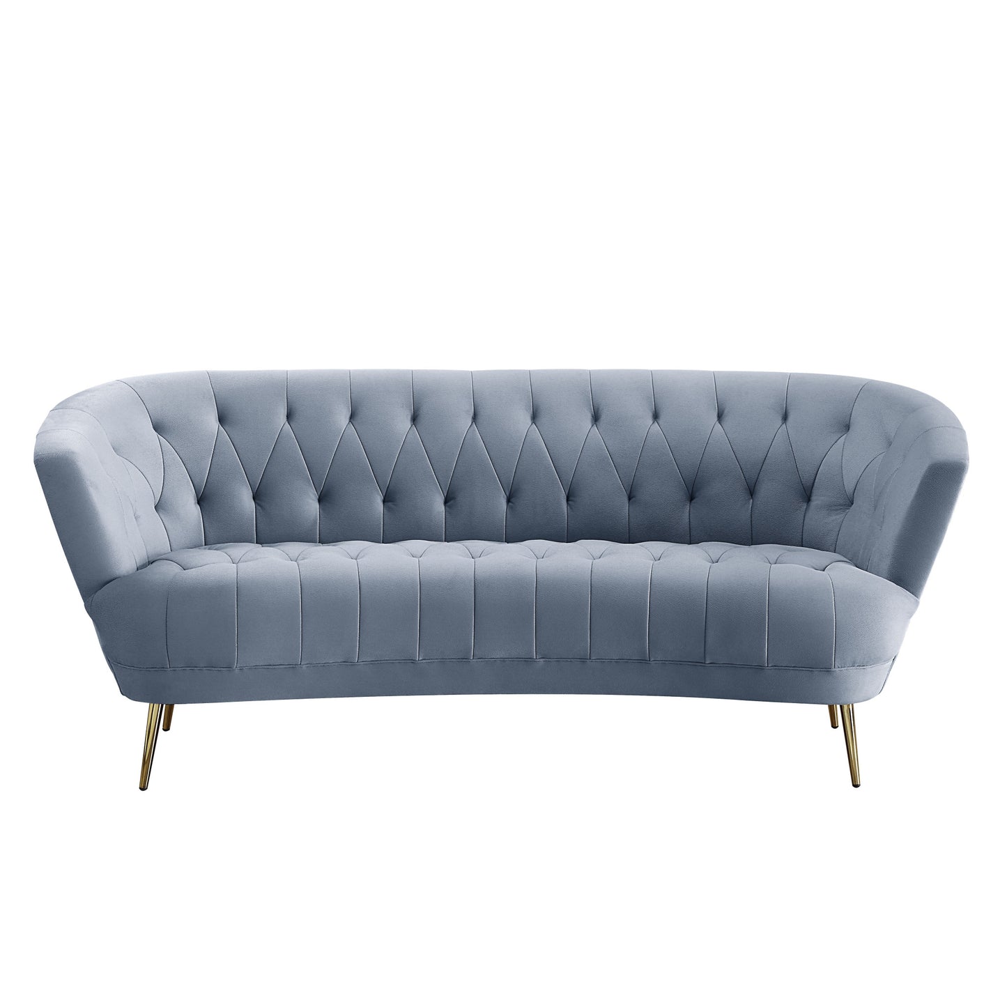 84" Light Gray Velvet And Gold Sofa