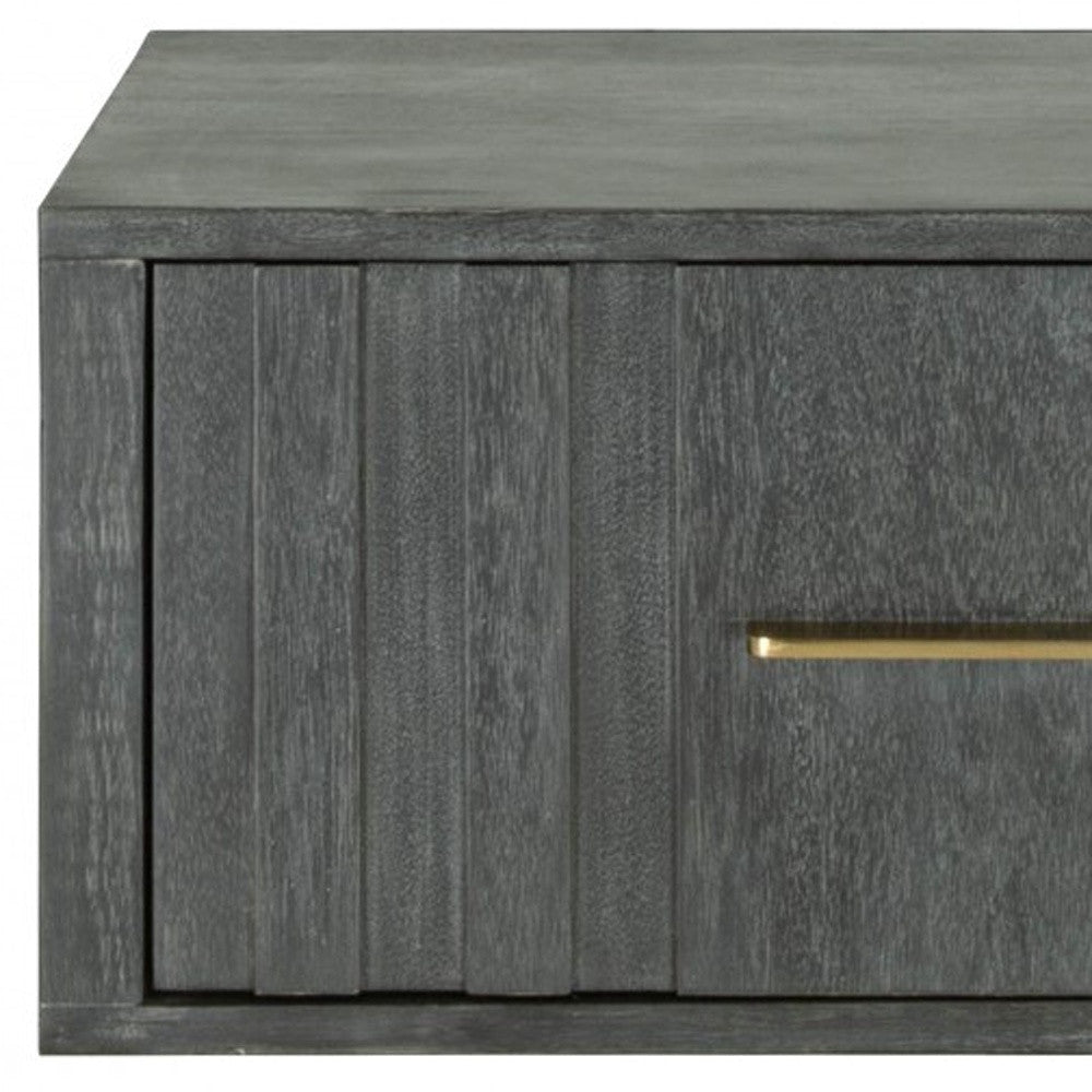 12" Gray Low One Drawer Nightstand