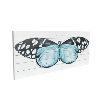 Blue Butterfly Moth Unframed Wood Wall Art