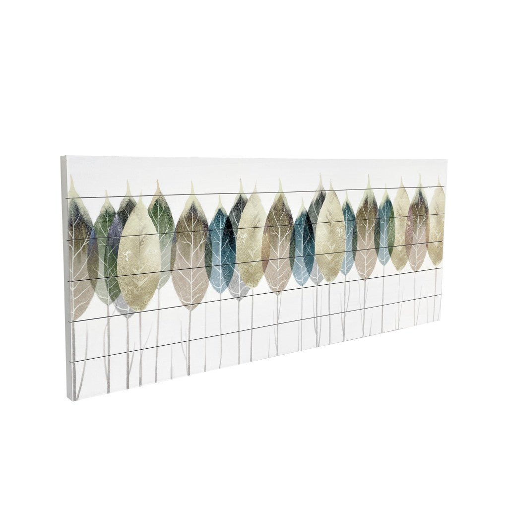 Row of Leaves Unframed Wood Wall Art