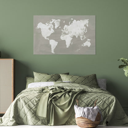 The World In Neutral Wrapped Canvas Painting Wall Art