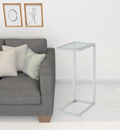 26" Chrome And Clear Glass End Table