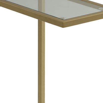 26" Gold And Clear Glass Rectangular End Table