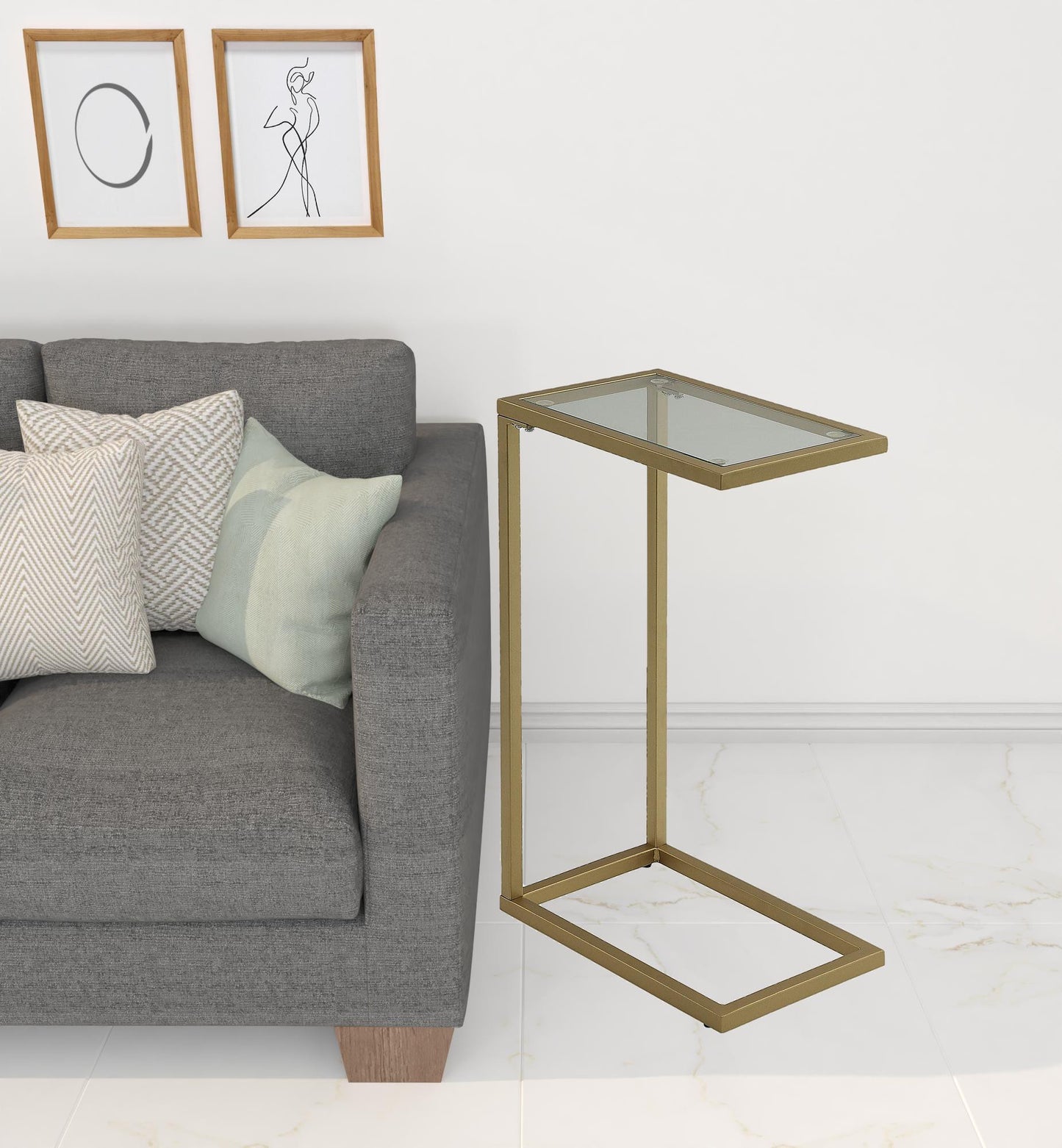 26" Gold And Clear Glass Rectangular End Table