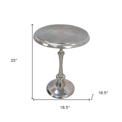 25" Aluminum Metal Textured Round Top End Table