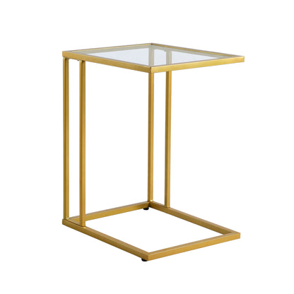 25" Gold And Clear Glass Square End Table