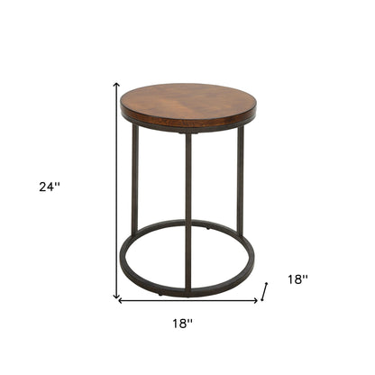 24" Black And Brown Manufactured Wood Rectangular End Table