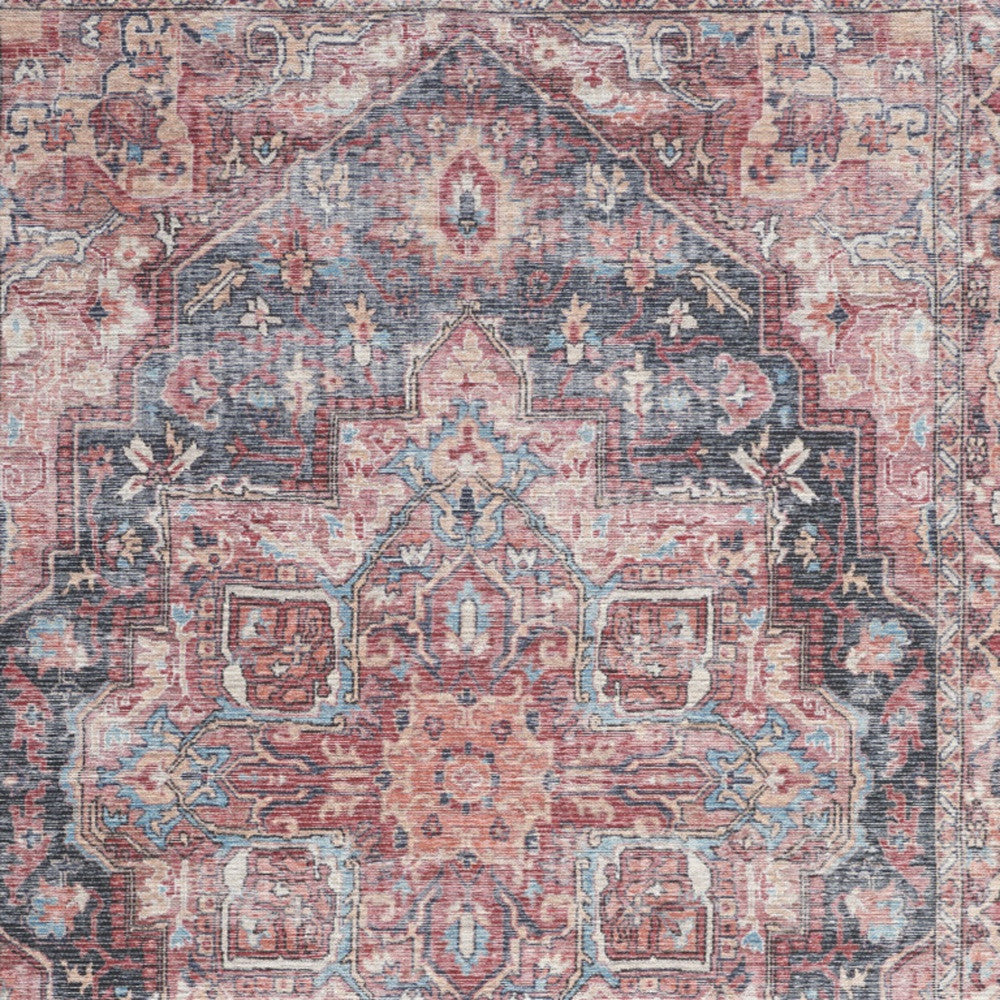 6' X 9' Multicolor Medallion Distressed Washable Area Rug