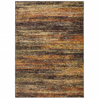 2' X 3' Brown Rust Red Gold Orange And Tan Abstract Power Loom Stain Resistant Area Rug