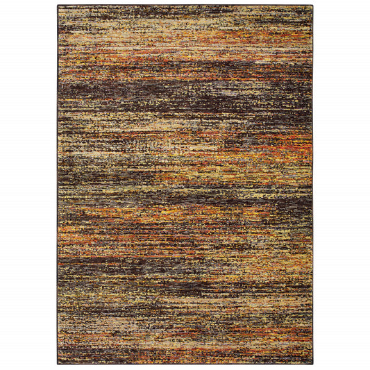2' X 3' Brown Rust Red Gold Orange And Tan Abstract Power Loom Stain Resistant Area Rug