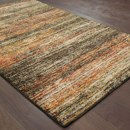 2' X 3' Brown Rust Red Gold Orange And Tan Abstract Power Loom Stain Resistant Area Rug