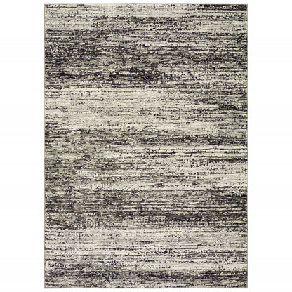 2' X 3' Charcoal Grey Silver And Ivory Abstract Power Loom Stain Resistant Area Rug