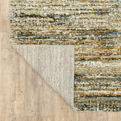 2' X 3' Gold Grey Tan Blue Green And Brown Abstract Power Loom Stain Resistant Area Rug