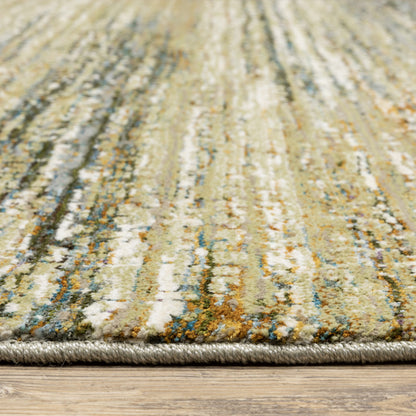 2' X 3' Gold Grey Tan Blue Green And Brown Abstract Power Loom Stain Resistant Area Rug