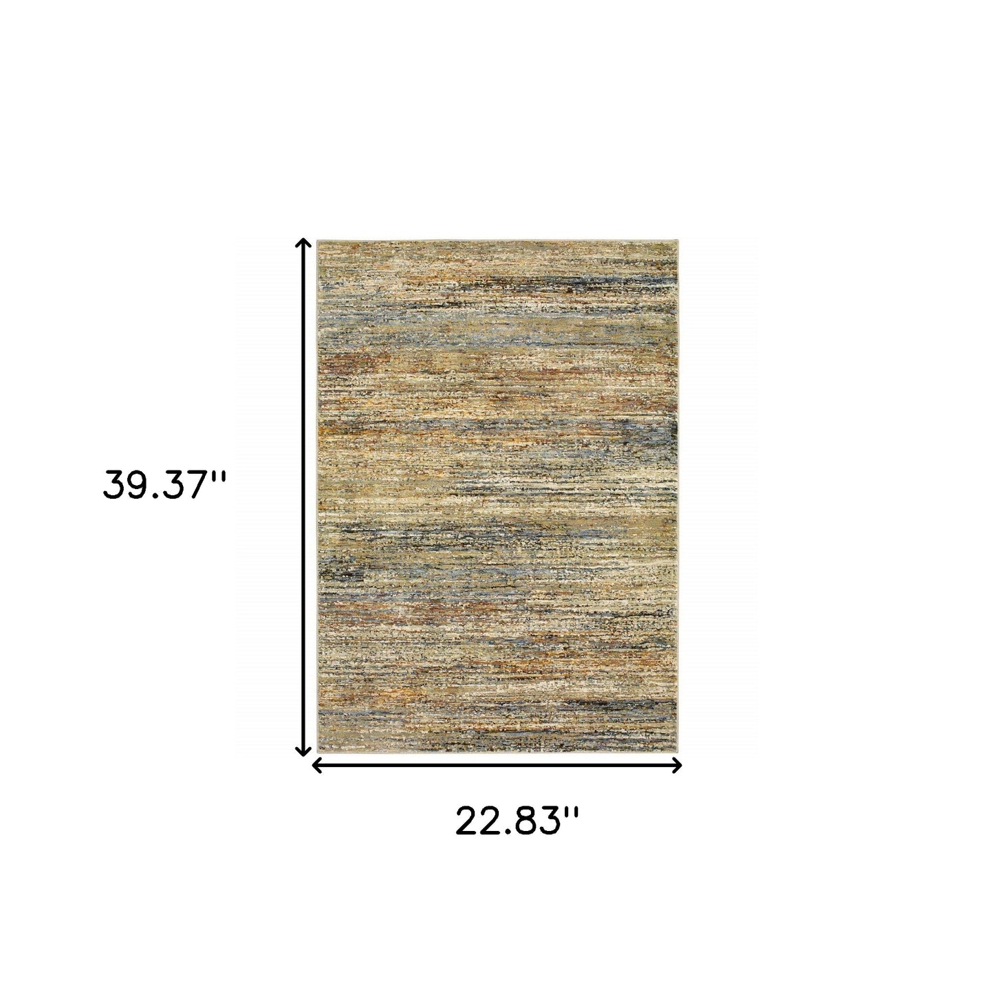 2' X 3' Gold Grey Tan Blue Green And Brown Abstract Power Loom Stain Resistant Area Rug