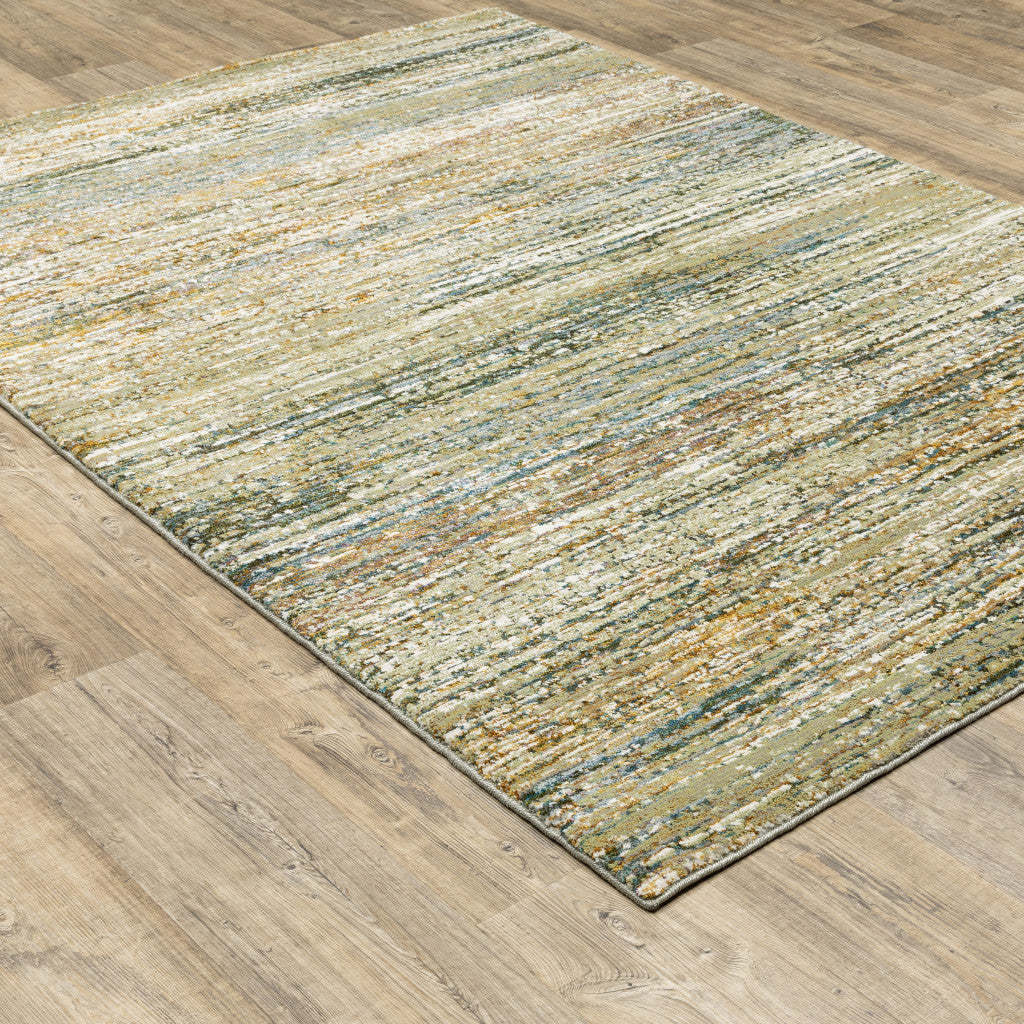 2' X 3' Gold Grey Tan Blue Green And Brown Abstract Power Loom Stain Resistant Area Rug