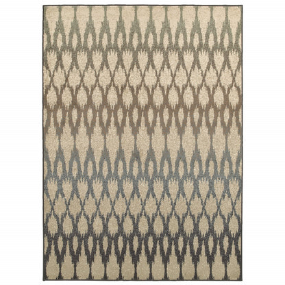 2' X 3' Ivory Geometric Power Loom Stain Resistant Area Rug