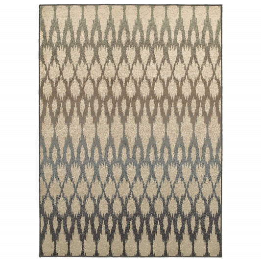 2' X 3' Ivory Geometric Power Loom Stain Resistant Area Rug