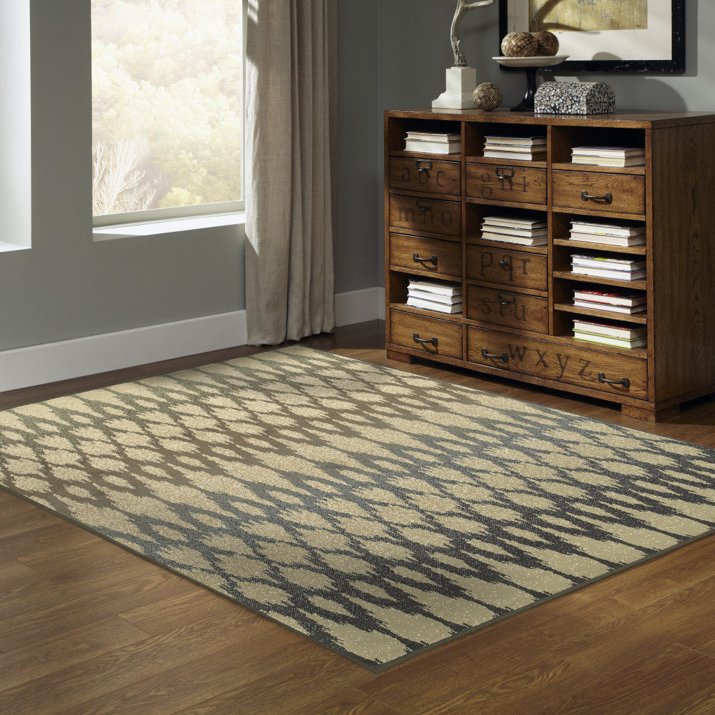 2' X 3' Ivory Geometric Power Loom Stain Resistant Area Rug