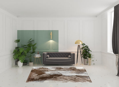 7' X 10' Brown Abstract Area Rug