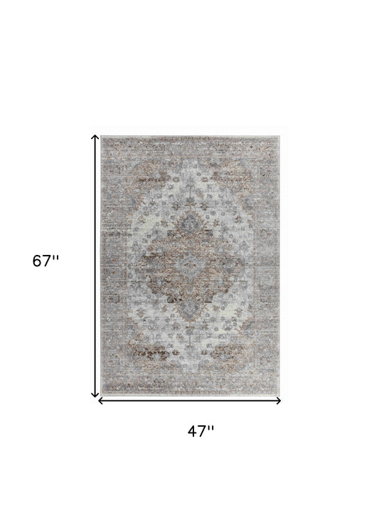 4' X 6' Brown Oriental Area Rug