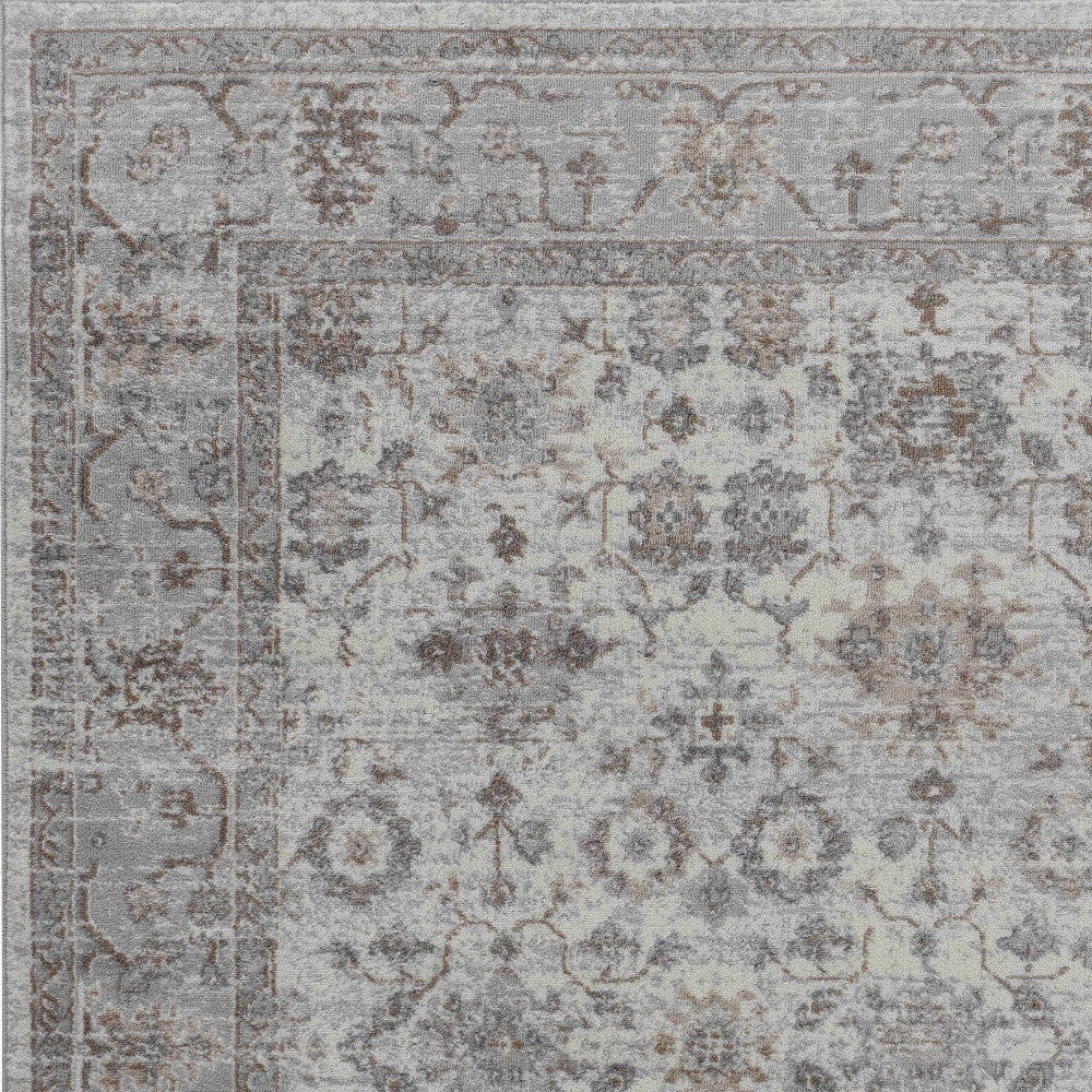 7' X 10' Grey Oriental Area Rug