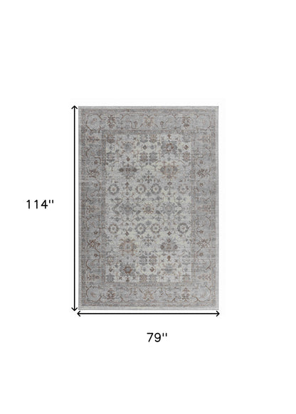 7' X 10' Grey Oriental Area Rug