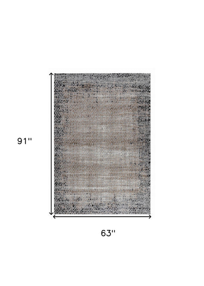 5' X 8' Brown Geometric Area Rug