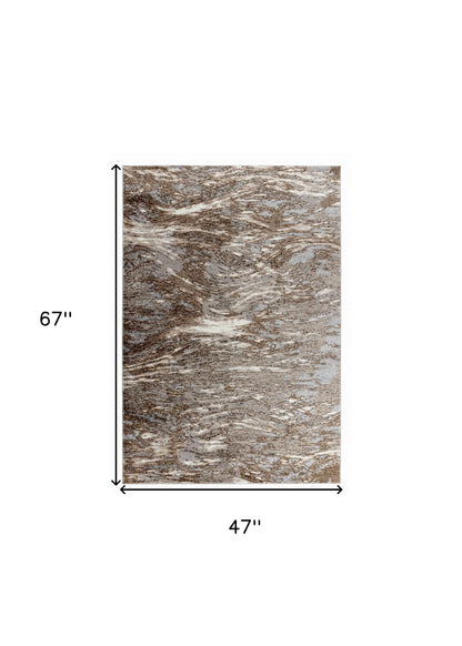 4' X 6' Brown Abstract Area Rug