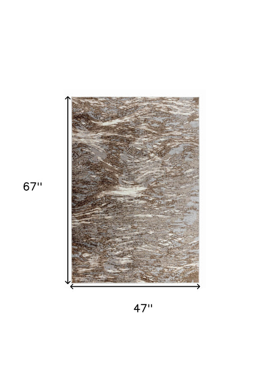 4' X 6' Brown Abstract Area Rug